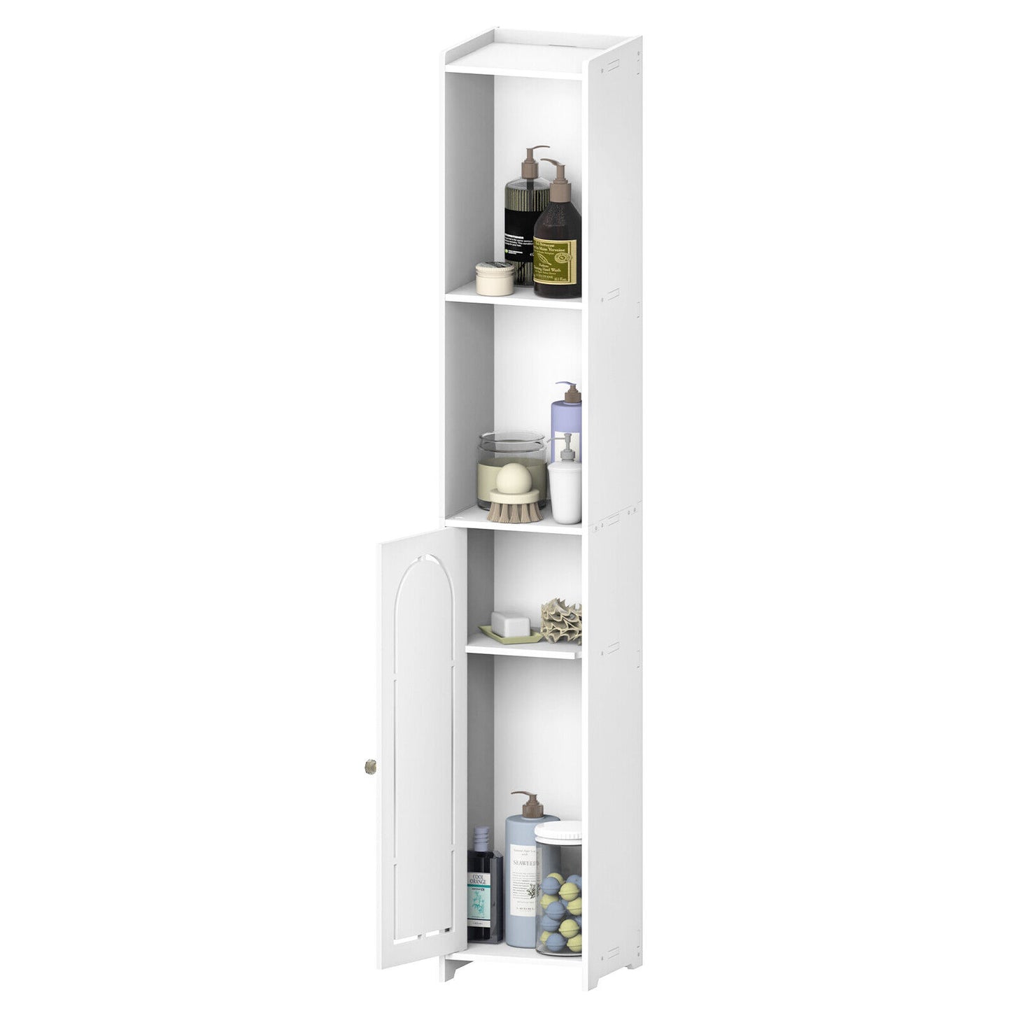 3-Type Freestanding Waterproof Bathroom Cupboard Storage Cabinet with Door White