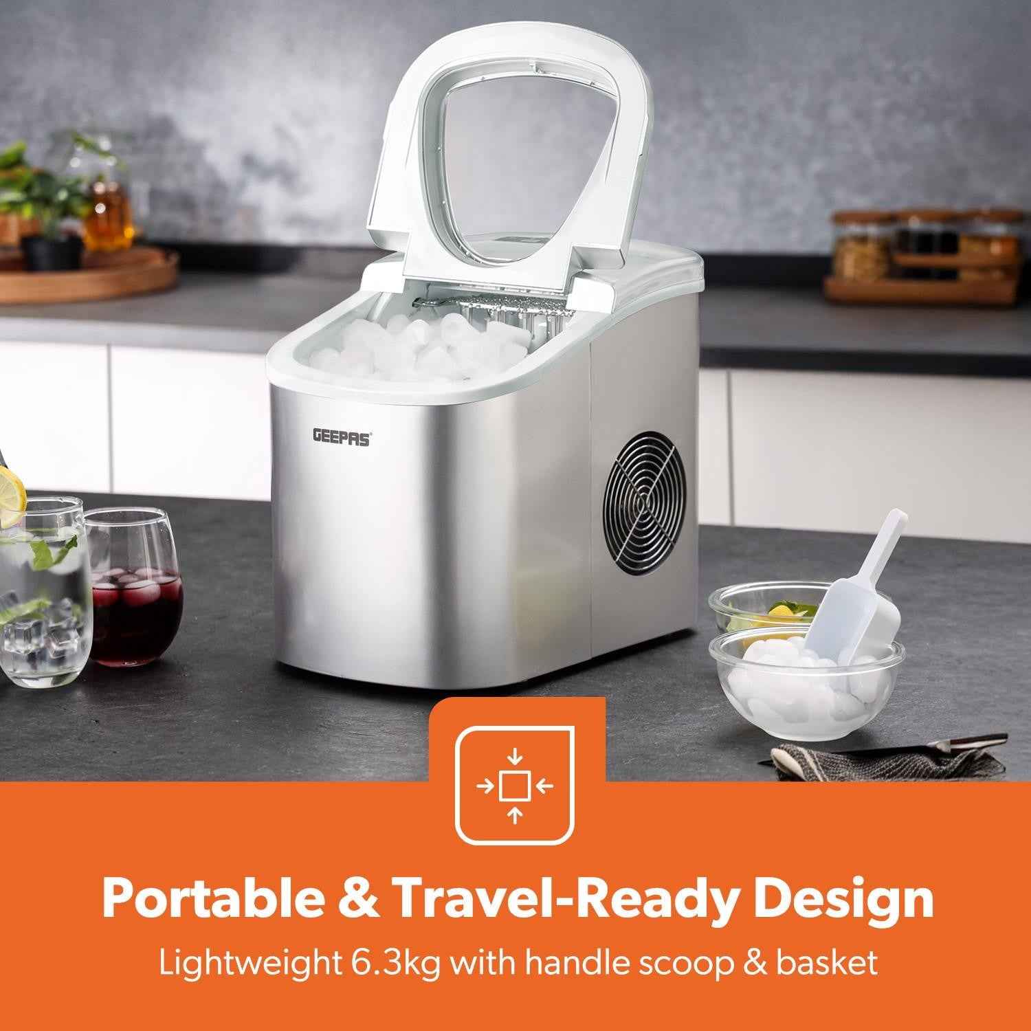 Countertop Ice Cube Maker Machine 2.2L Electric Fast Automatic Portable Geepas