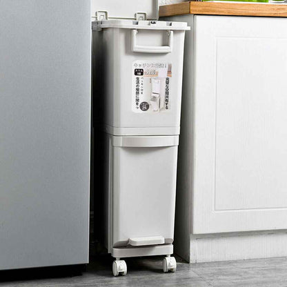 Large 3 Compartment Waste Recycling Bin Kitchen Rubbish Trash Can Pedal Dustbins