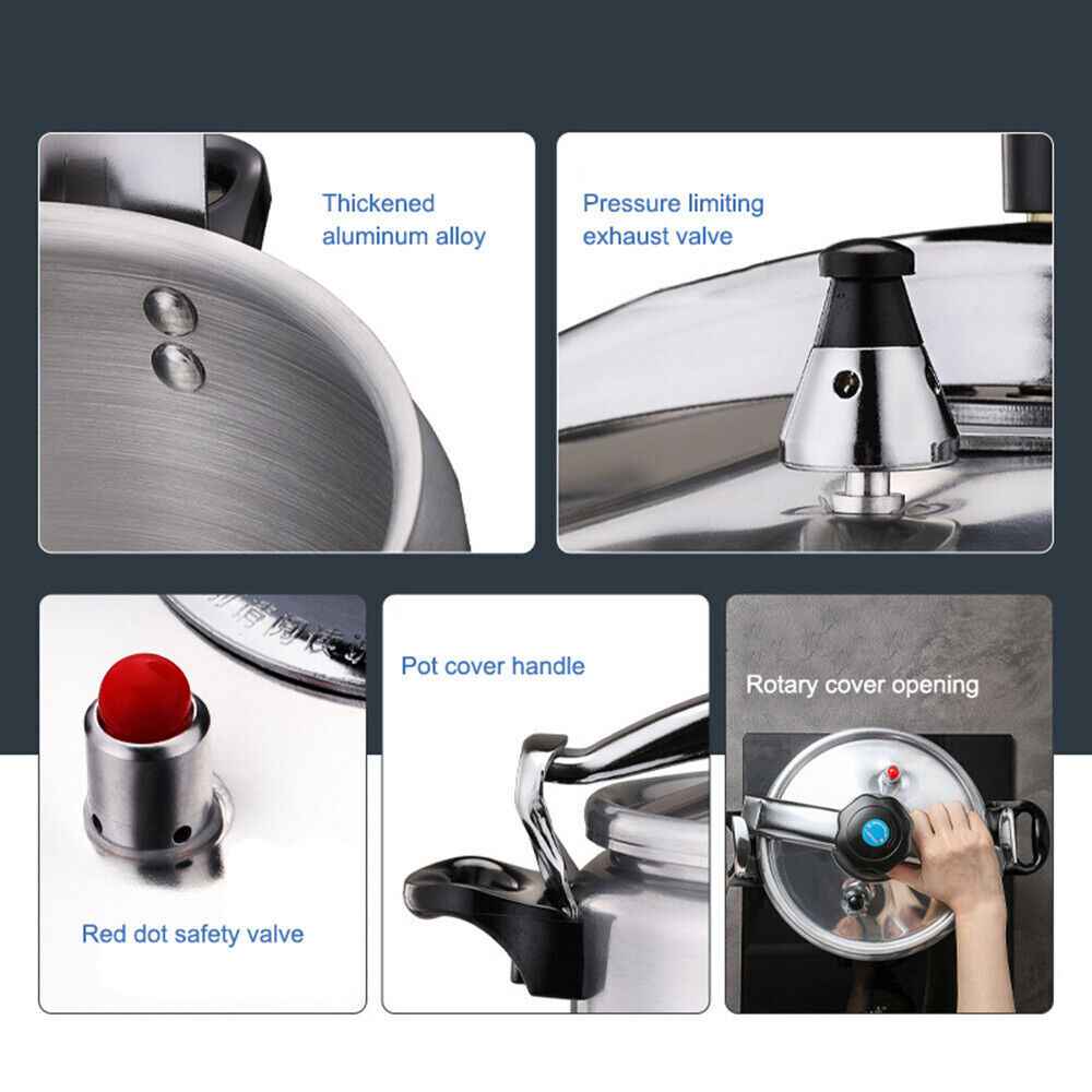 Aluminium Pressure Cooker Quick with Lid Latch Indicator 7L-11L Explosion-Proof
