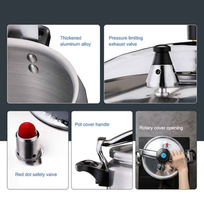 Aluminium Pressure Cooker Quick with Lid Latch Indicator 7L-11L Explosion-Proof