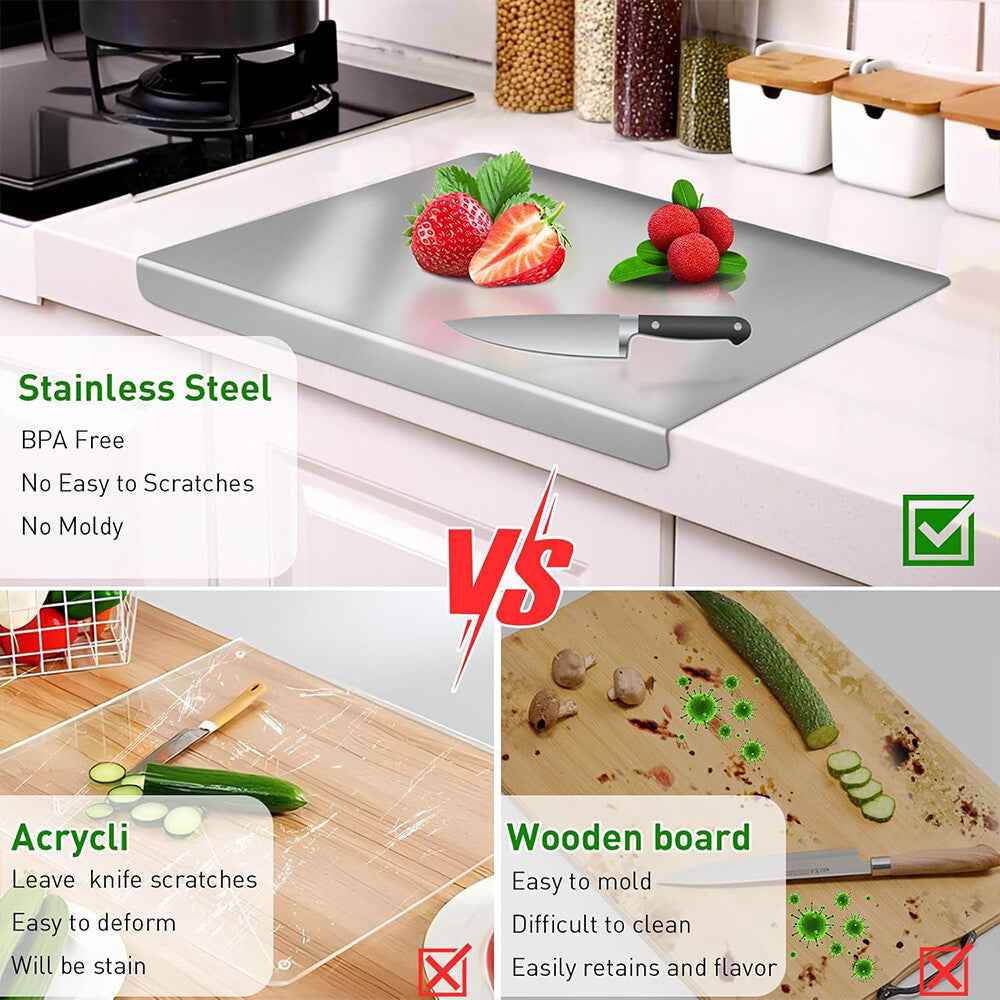 Stainless Steel Cutting Chopping Board Dough Board Meat Bread Kitchen Worktop