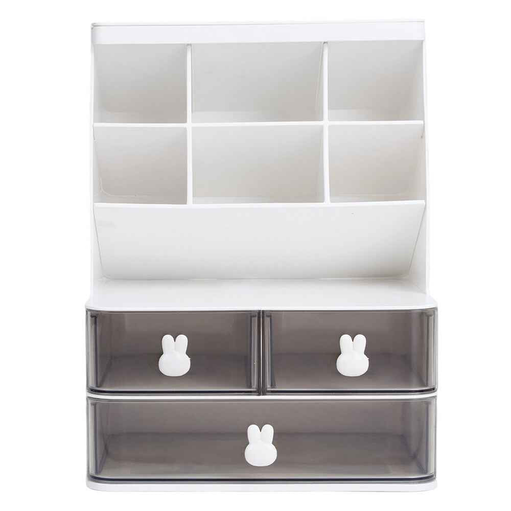 2 Drawers 6 Grids Desk Stationary Storage Box Home Office Desktop Organiser Box