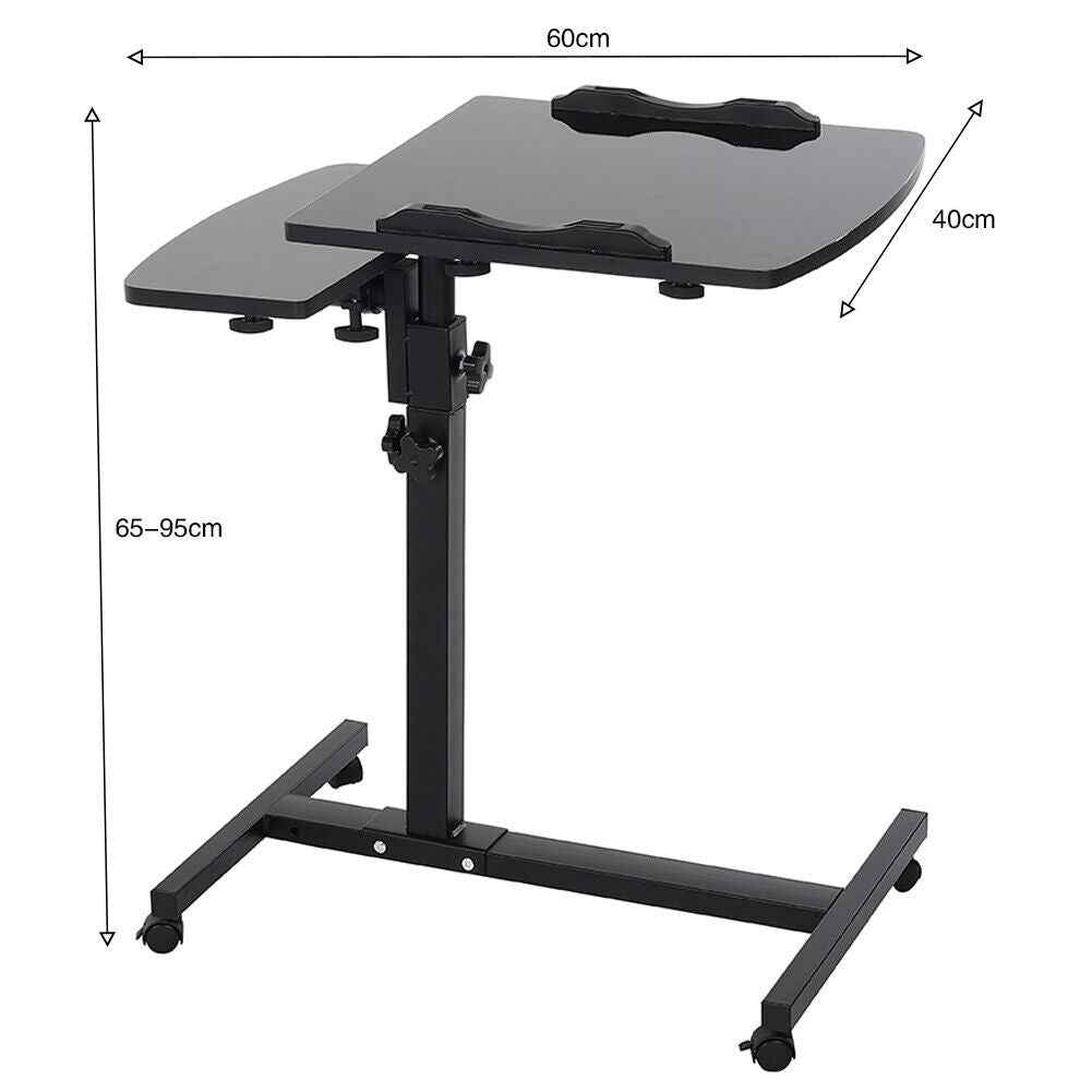 Adjustable Height Overbed Chair Dining Tray Table Mobile Tilting Tabletop Desk