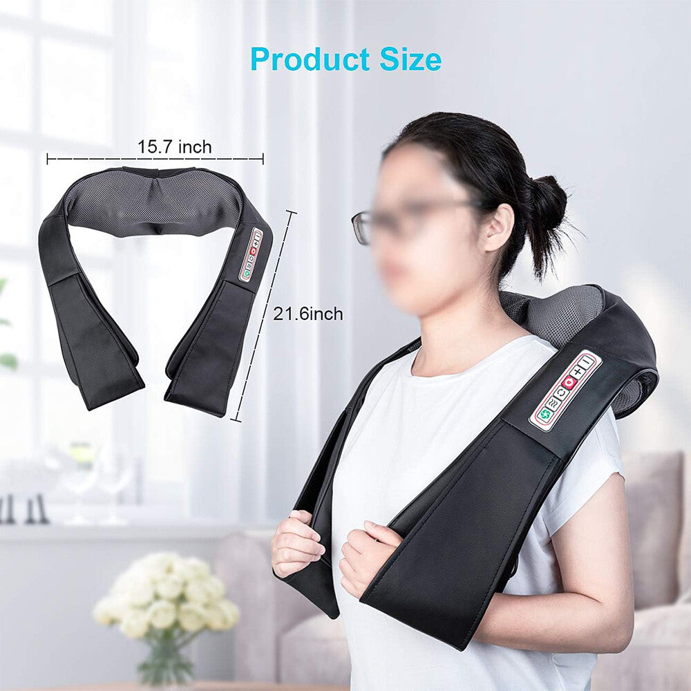 Electric Shiatsu Back Neck Shoulder Massager with Heat Kneading Body Car Home UK