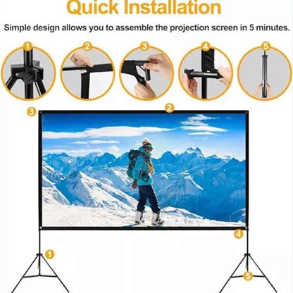 120" Projector Screen w/Tripod Stand Portable Home Outdoor Movie Screen 16:9 4K