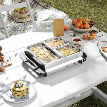 4 Tray Electric Food Warmer 4.5L Buffet Server with Adjustable Temp 200W