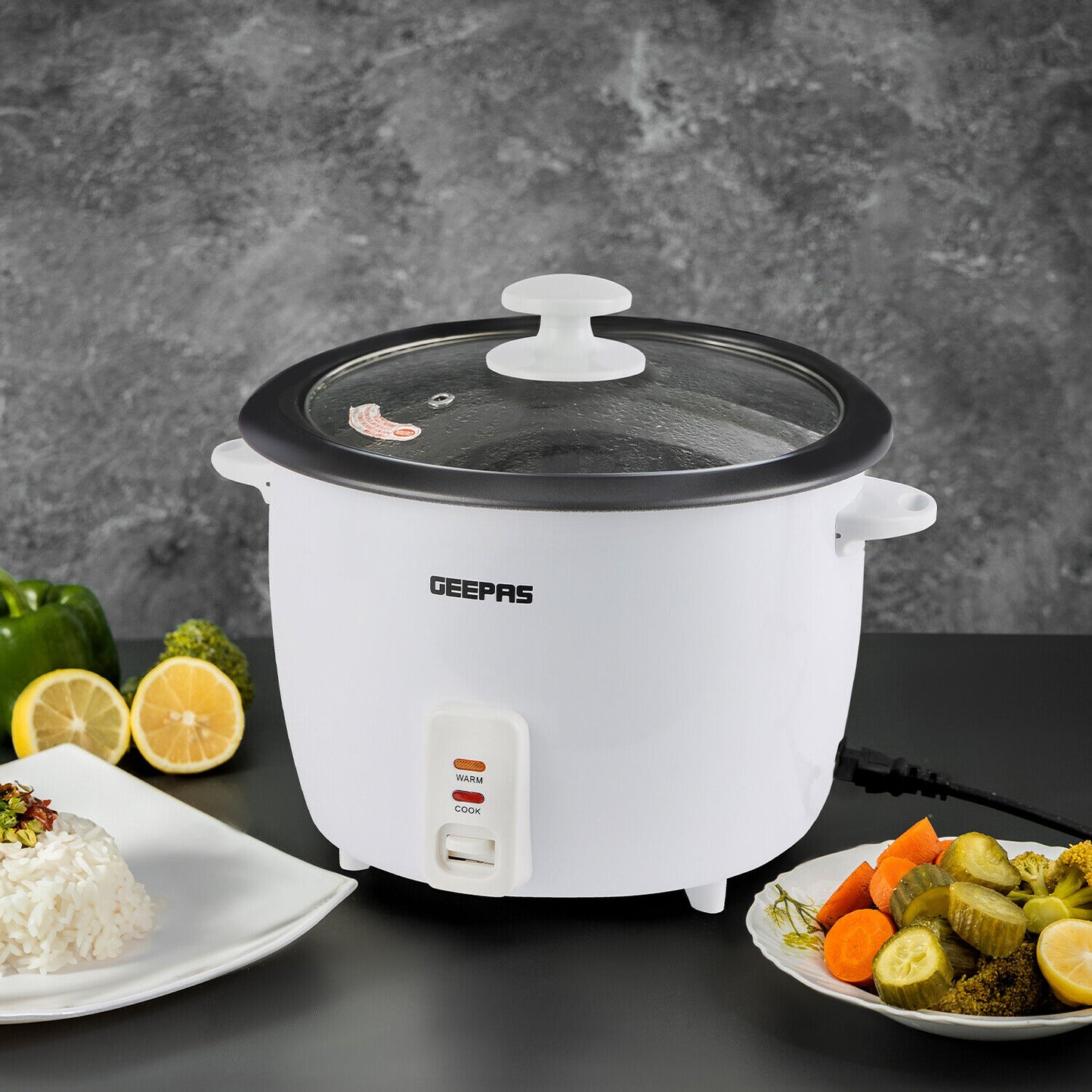 GEEPAS Electric Rice Cooker Steamer Pot 3 in 1 Cooking Non Stick Keep Warm