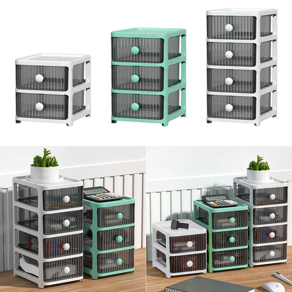 2/3/4Tier Mini Plastic Chest of Drawers Desktop Cabinet Storage Unit Home Office