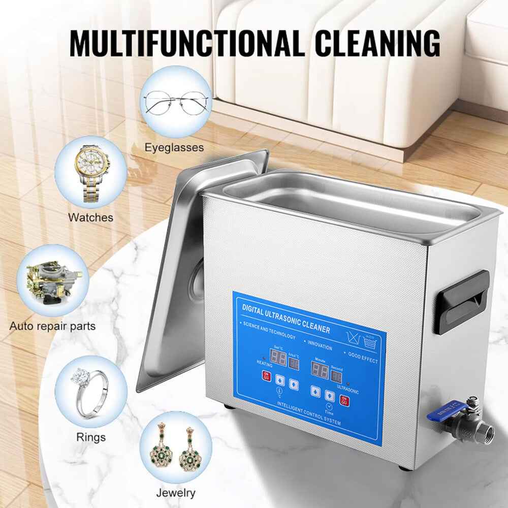 7L Ultrasonic Cleaner Timer Watch Jewellery Coins Cleaning Machine With Basket