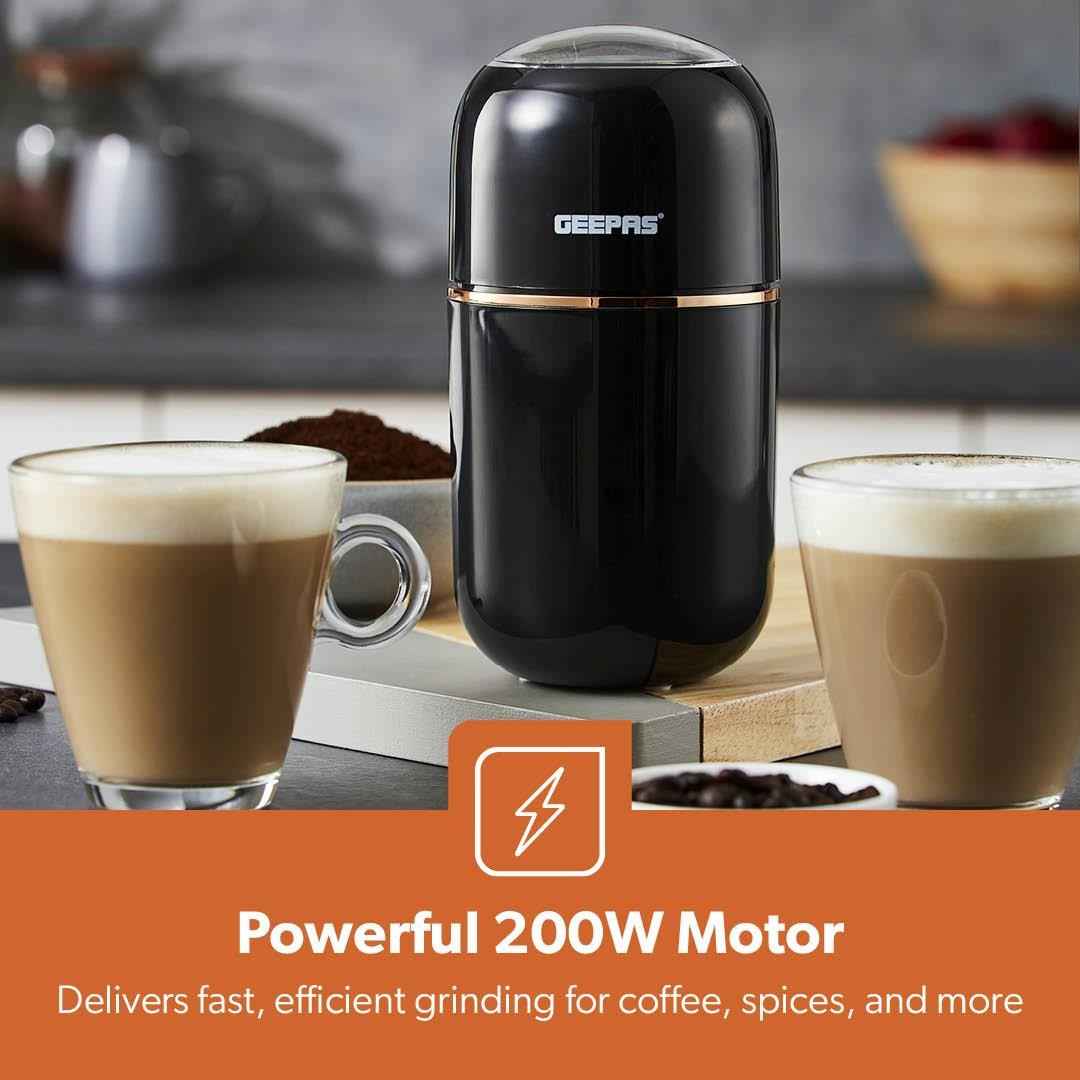 80g Coffee Grinder Stainless Steel Blades Dried Spice Nuts Herbs Mill 200W Black