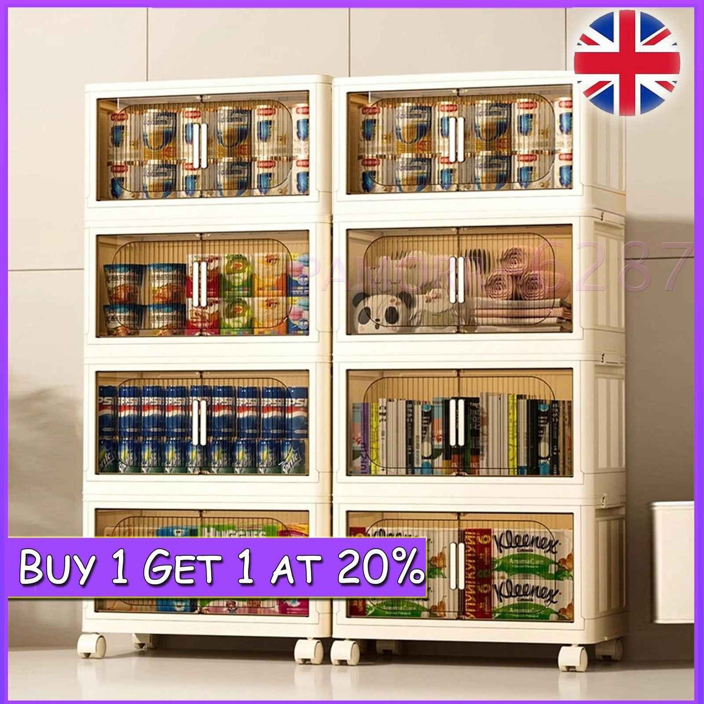 Large Folding Storage Box Stackable Case Cabinet Closet Home Organizer on Wheel