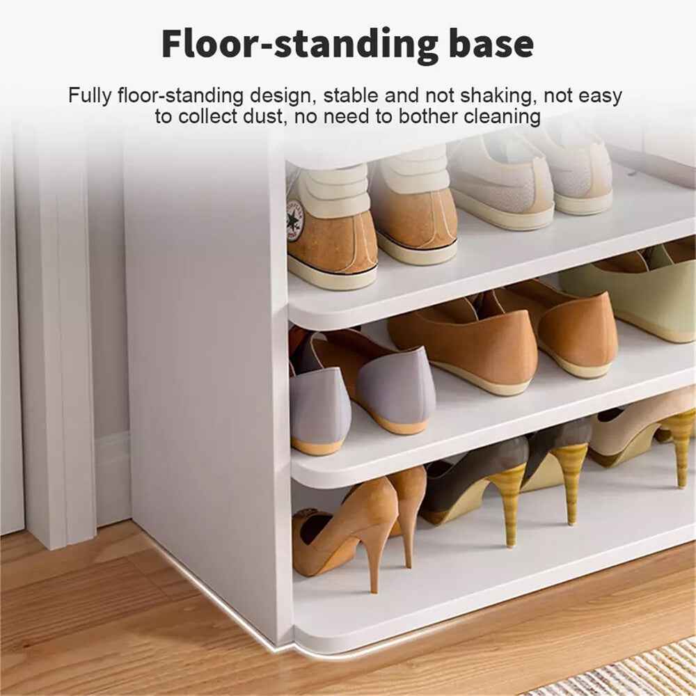 5-8 Tier White Wooden Hallway Shoe Rack Open Shelves Shoe Cabinet Storage Unit