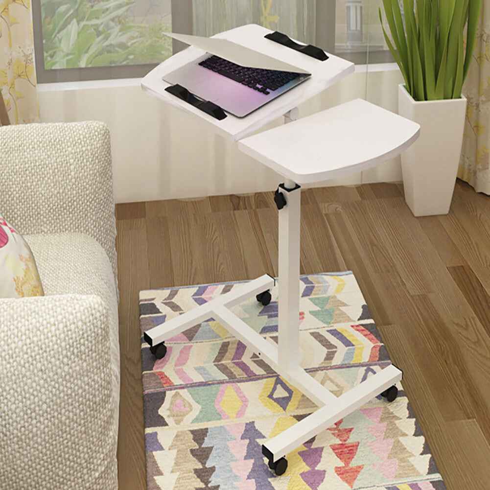 Adjustable Height Overbed Chair Dining Tray Table Mobile Tilting Tabletop Desk