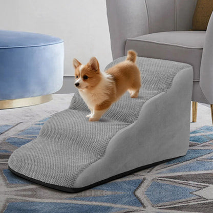 3/4/5 Steps Dog Stairs Pet For Bed Sofa Cats Ladder Ramp With Removable Cover UK