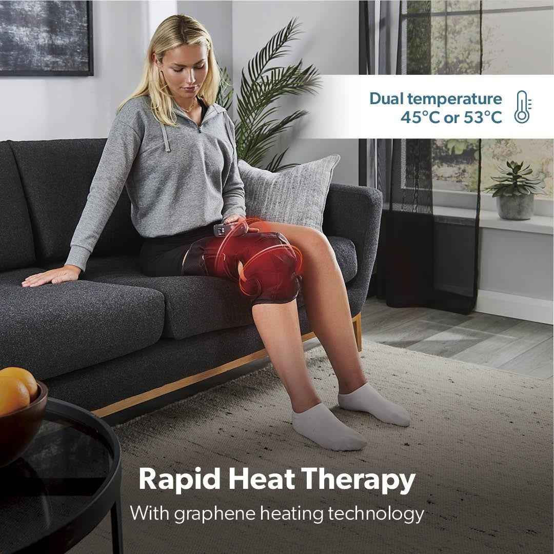 GEEPAS 2-in-1 Knee & Calf Leg Massager with Heat for Pain Relief Relaxation