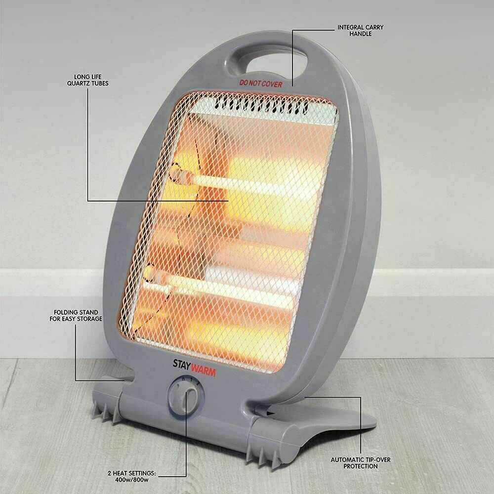 Halogen Electric Heater 400w 800w Instant Heat Portable Free Standing Quartz