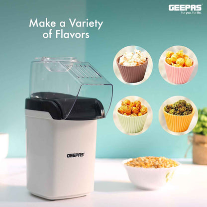 GEEPAS 1200W Popcorn Maker Machine Fat Free Hot Air Large Popper Electric