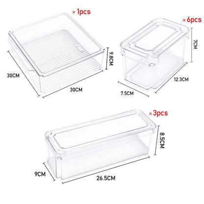 S/M/L Clear Plastic Fridge Storage Box Cupboard Organiser Fruit Veg Rack 3-10Pcs