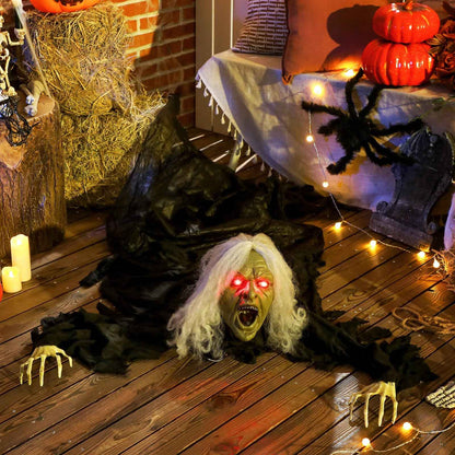183 cm Life Size Halloween Animated Crawling Zombie with Glowing LED Eyes