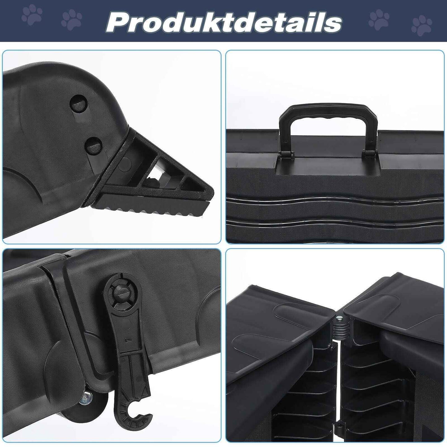 Foldable Dog Ramps, Portable Pet Ramp with Non-slip Foot Pads, Easy-Fold Lightwe