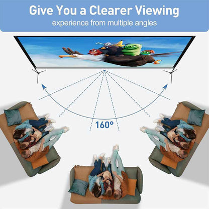 120" Projector Screen w/Tripod Stand Portable Home Outdoor Movie Screen 16:9 4K