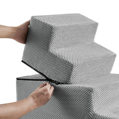 3/4/5 Steps Dog Stairs Pet For Bed Sofa Cats Ladder Ramp With Removable Cover UK