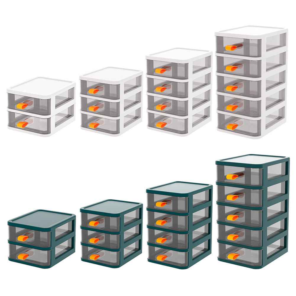 2/3/4Tier Mini Plastic Chest of Drawers Desktop Cabinet Storage Unit Home Office