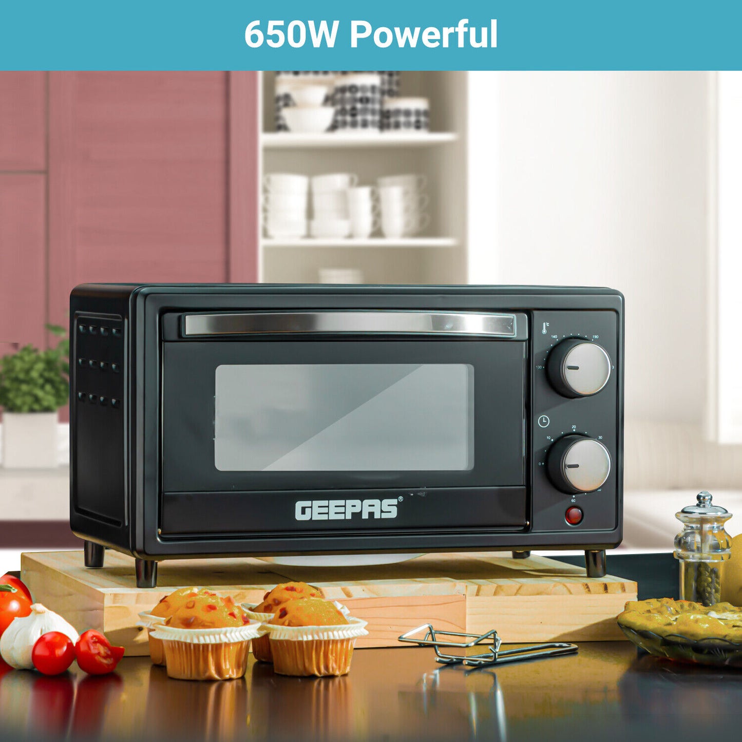 GEEPAS Mini Oven Toaster Grill Tabletop Compact Portable Baking Cooker Electric