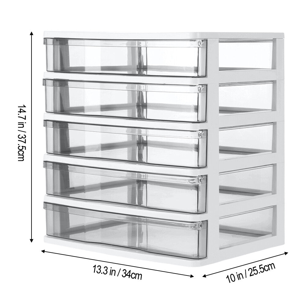3/4/5 Small Plastic Drawer Storage Tower Organizer Box Office Desktop Tabletop
