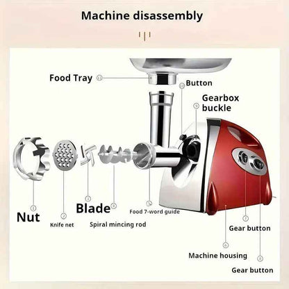 220V Electric Meat Grinder Multifunction Stainless Steel Mincer Sausage Stuffer
