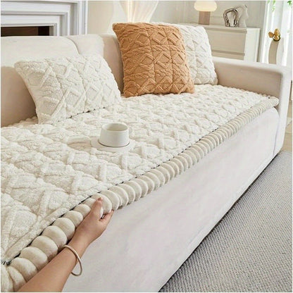 Thick Warm Plush Sofa Slip Covers Non Slip Throw Couch Cover Furniture Protector