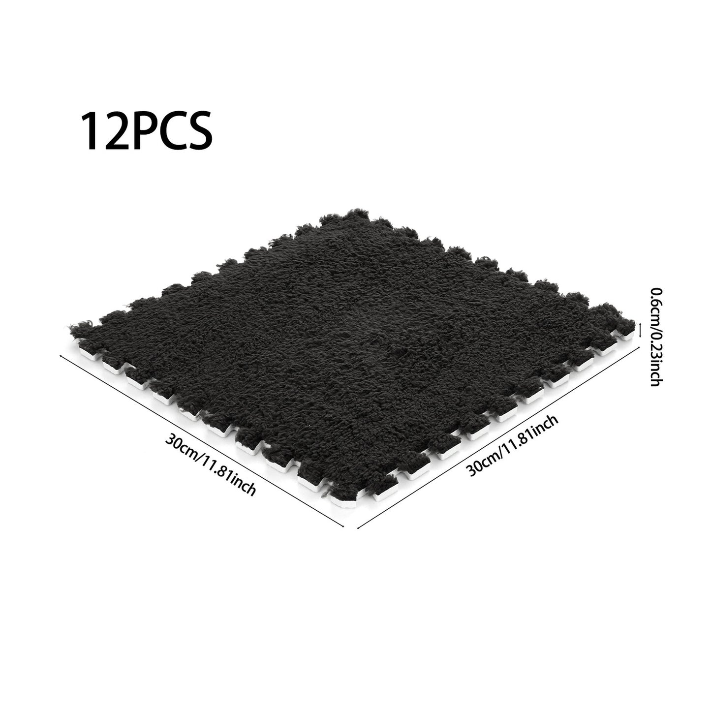 Plush EVA Foam Carpet Tiles 12/24pcs Interlocking Floor Mat Soft Cozy Anti-slip