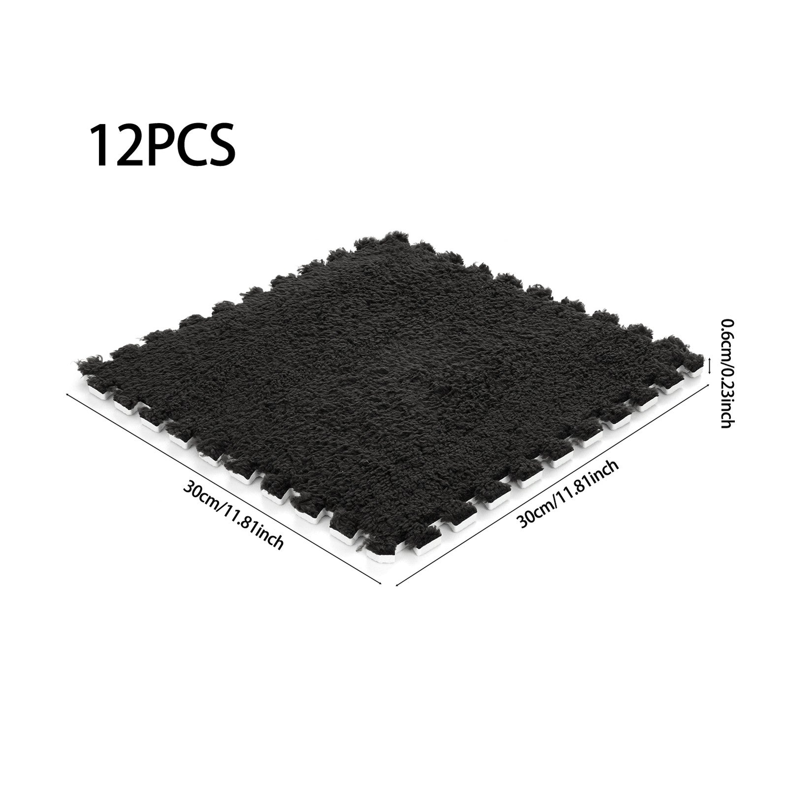 Plush EVA Foam Carpet Tiles 12/24pcs Interlocking Floor Mat Soft Cozy Anti-slip