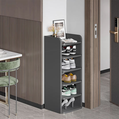 5-8 Tier Black Wooden Hallway Shoe Rack Open Shelves Shoe Cabinet Storage Unit