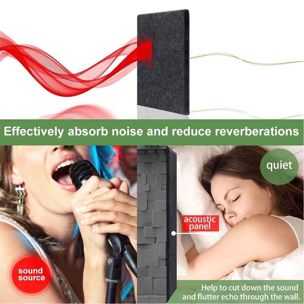 12x Self-adhesive Acoustic Wall Panel Tiles Studio Sound Proofing Insulation Pad
