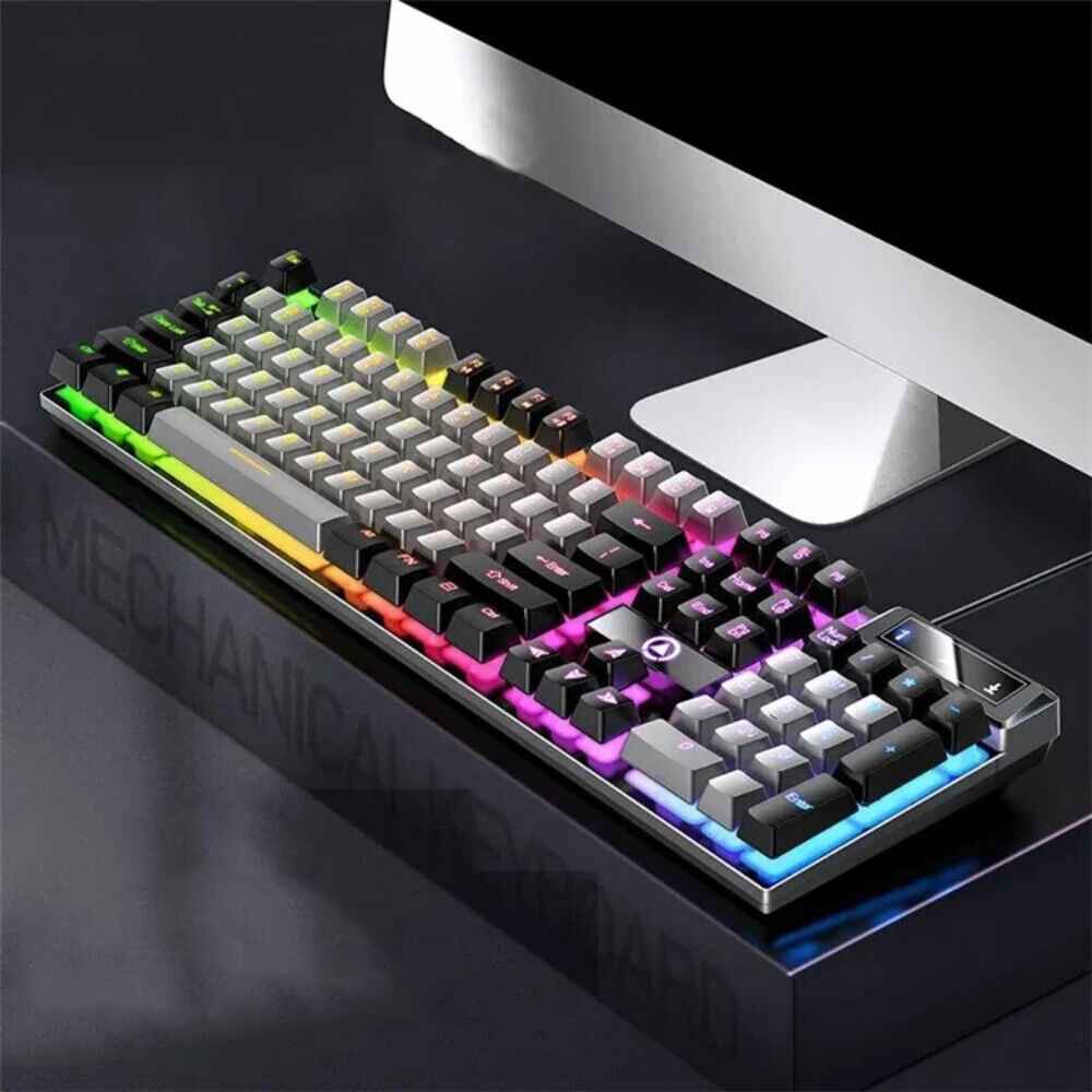 K500 Mechanical Gaming Keyboard 104 Keys USB Wired RGB Backlit Keypad PC Game