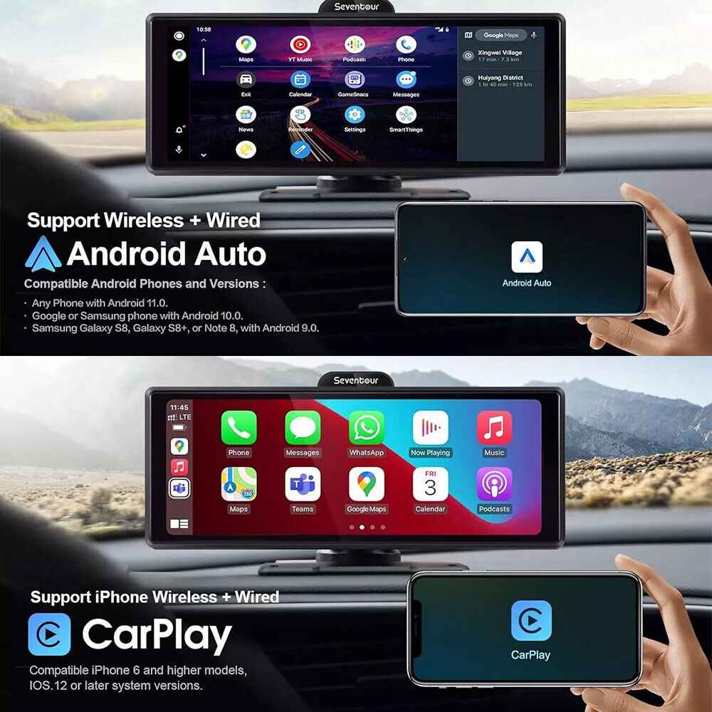 10.26 Inch 4K Touch Screen Car Bluetooth FM Wireless Apple CarPlay Android Auto