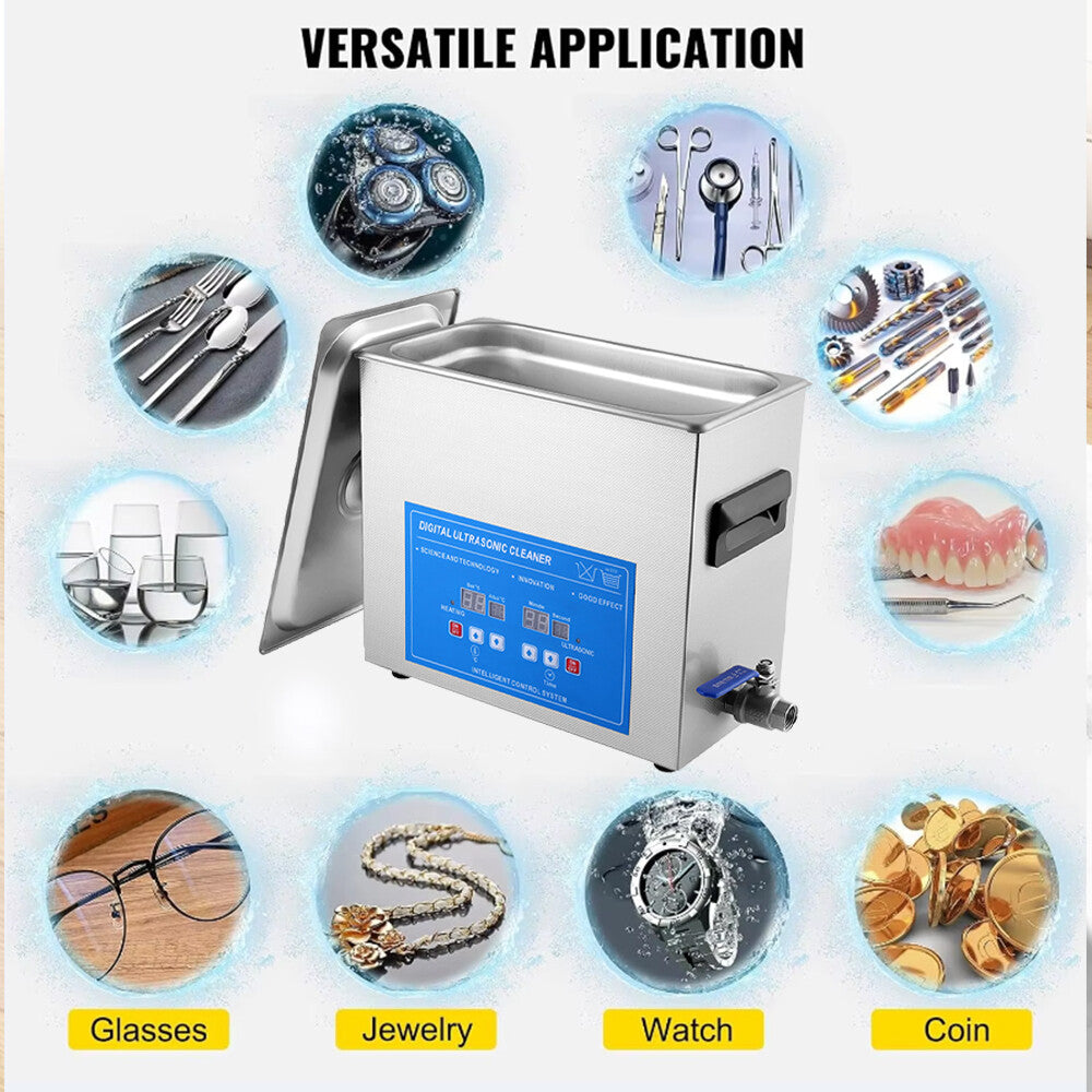 7L Ultrasonic Cleaner Timer Watch Jewellery Coins Cleaning Machine With Basket