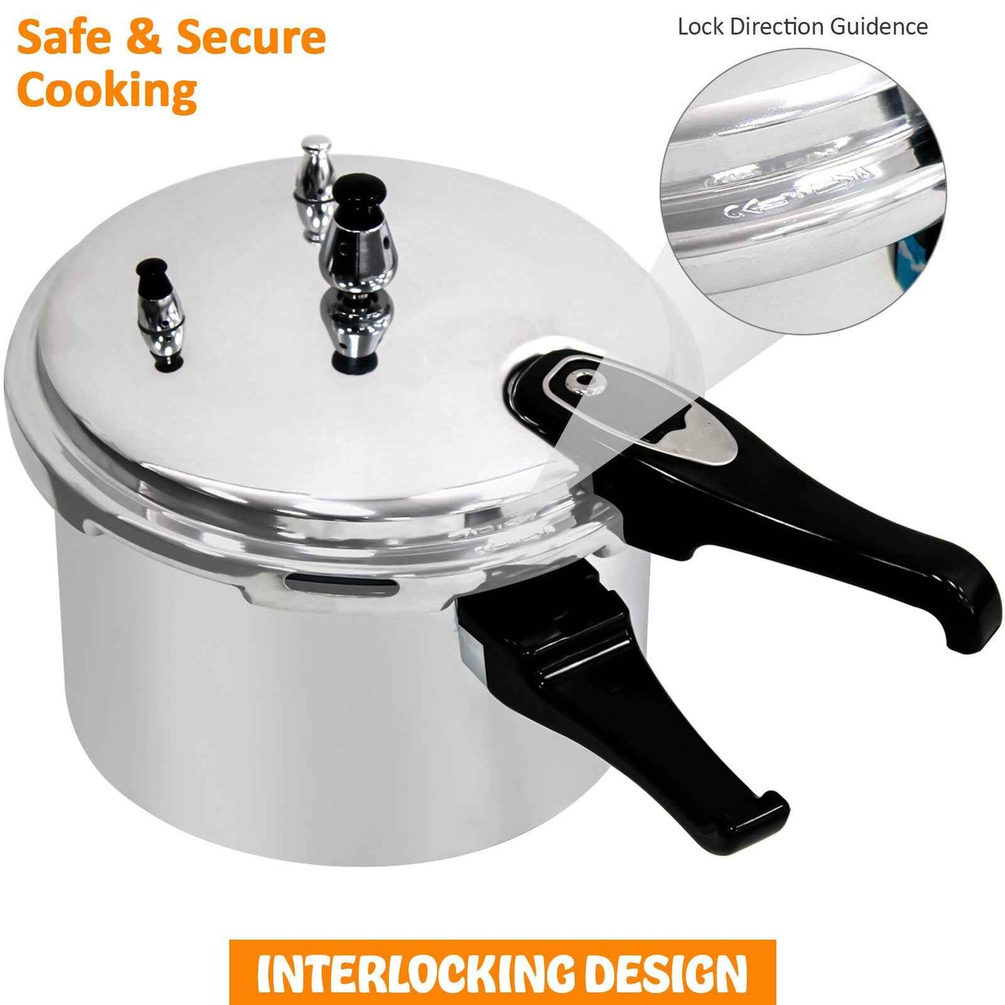 3.5/6/7.5 Litre Dual Handle aluminum Pressure Cooker Kitchen Catering Cookware