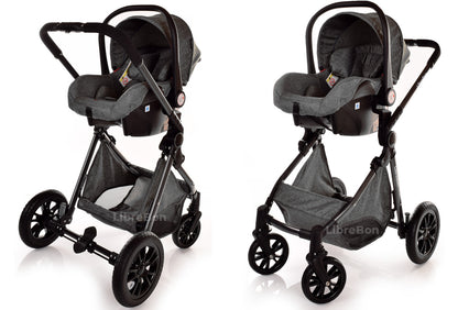 3 in 1 Pram Newborn Baby Buggy Set Travel System with Car Seat Folding Pushchair