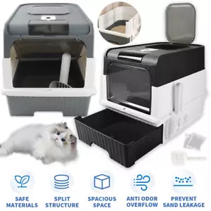 Large Cat Litter Box Self-Cleaning Pan Drawer Anti-Splashing Cat Potty Tray - Ceenaz Store