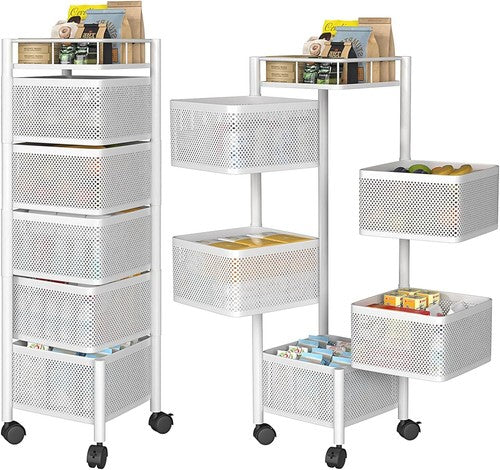 Ceenaz 6-Tier Rotating Kitchen Storage Cart: Utility Vegetable Mobile Shelf Rack - Ceenaz Store