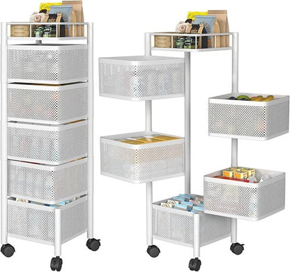 Ceenaz 6-Tier Rotating Kitchen Storage Cart: Utility Vegetable Mobile Shelf Rack - Ceenaz Store