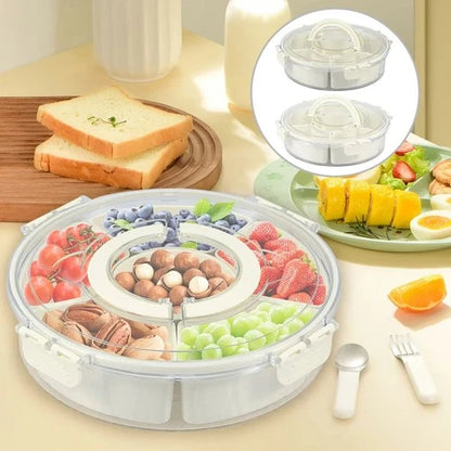 Rotating Fruit Snack Tray with Lid Handle Multi-Section Serving Platter Multi-Se - Ceenaz Store
