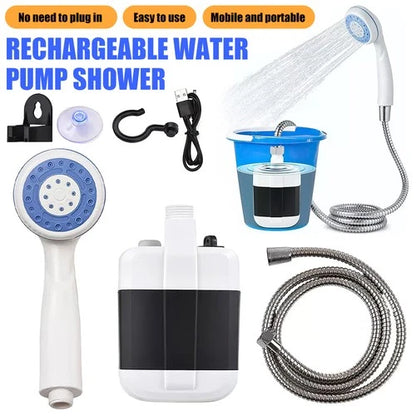 Portable Camping Shower USB Rechargeable Electric Shower Pump for Garden Outdoor - Ceenaz Store