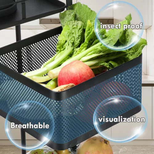 Vegetable Shelf Rack Tier Mobile Kitchen Utility Rotating Storage 6 Cart Trolley - Ceenaz Store