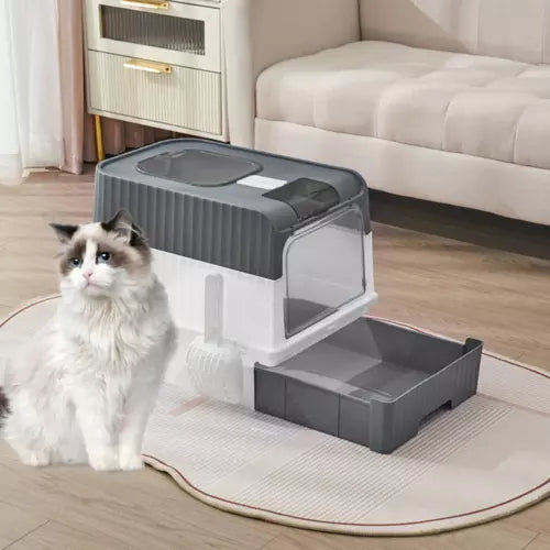 Large Cat Litter Box Self-Cleaning Pan Drawer Anti-Splashing Cat Potty Tray - Ceenaz Store