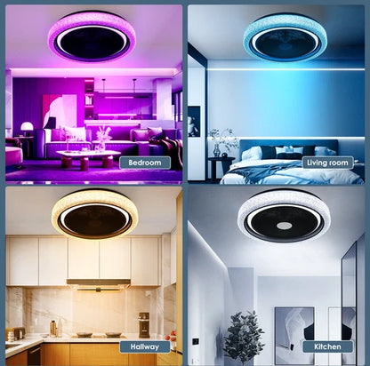 20" LED Ceiling Fan Light Dimmable Chandelier Lamp Bluetooth APP Remote Control - Ceenaz Store