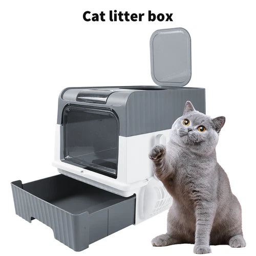 Large Cat Litter Box Self-Cleaning Pan Drawer Anti-Splashing Cat Potty Tray - Ceenaz Store
